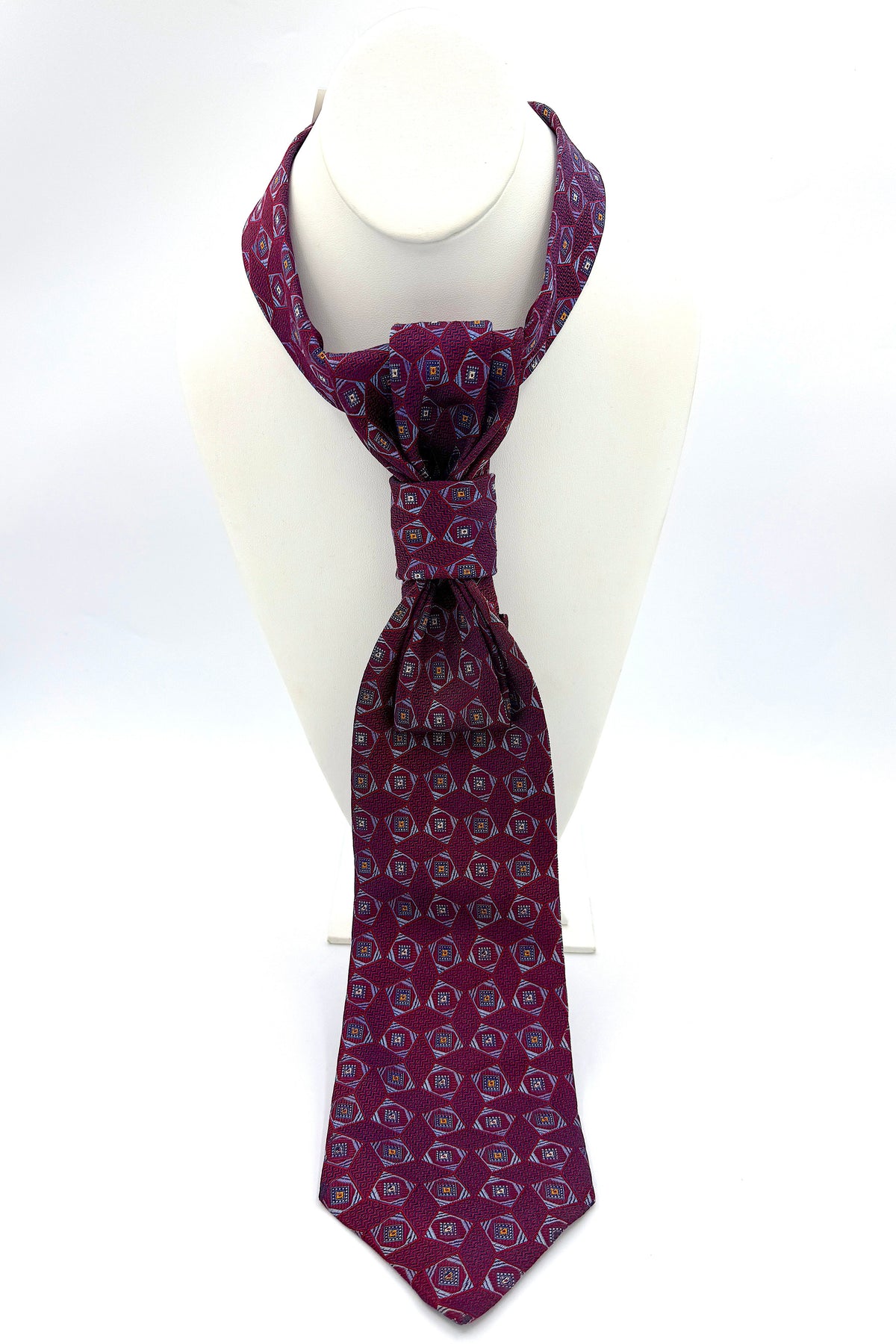 Aether Designs Foulard Print Tie Burgundy/Blue