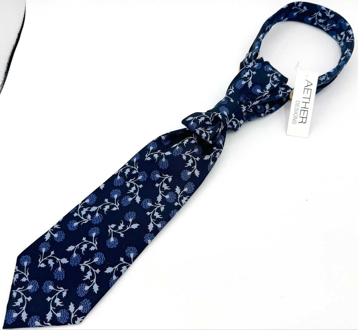 Aether Designs Floral Tie Black/Light Blue