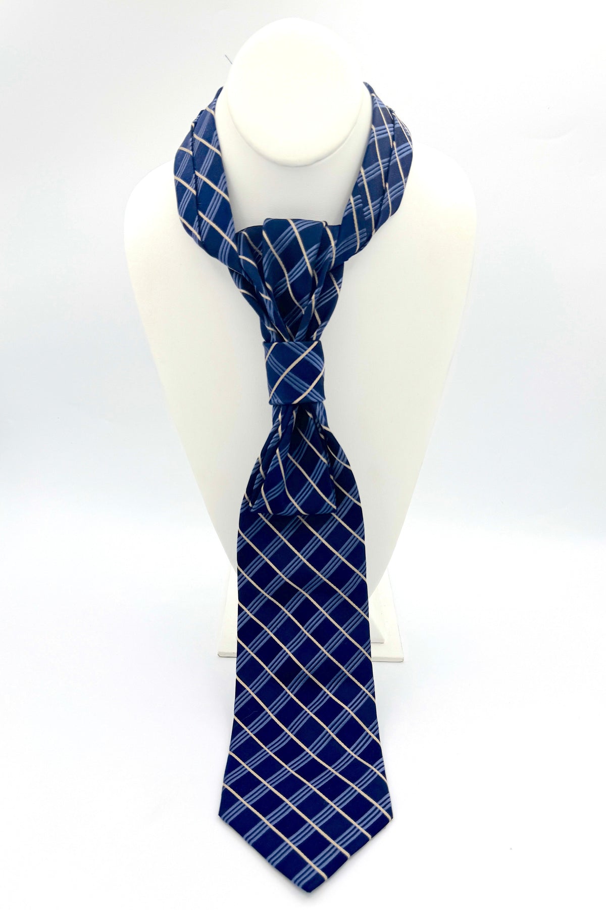 Aether Designs Windowpane Check Tie Navy/Tan