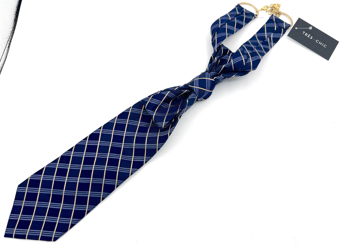 Aether Designs Windowpane Check Tie Navy/Tan