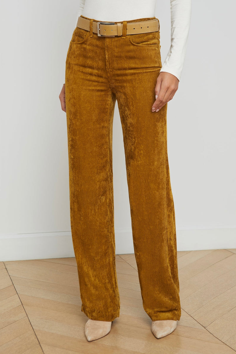 L'Agence Scottie Wide Leg Ribbed Flow Pants