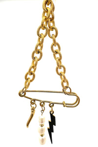 Aether Designs Lightning Brooch Gold