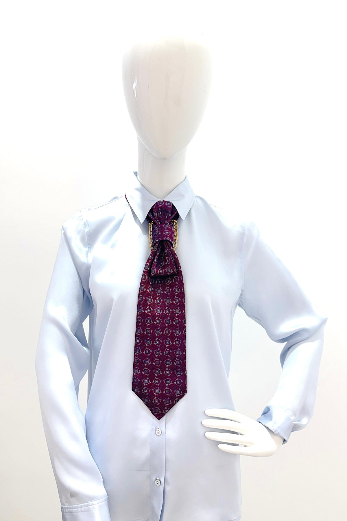Aether Designs Foulard Print Tie Burgundy/Tan