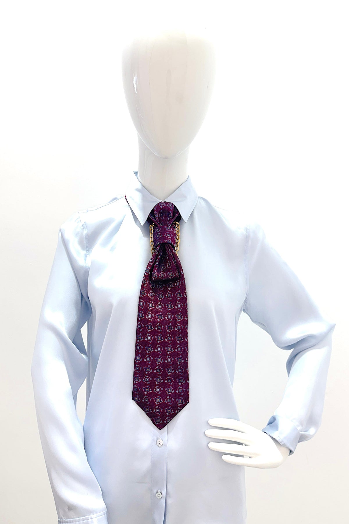 Aether Designs Foulard Print Tie Burgundy/Blue