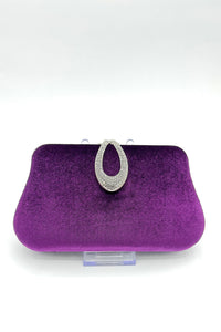 Tres Chic Clutch with Crystal Teardrop Clasp Purple