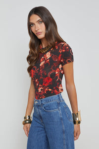 L'Agence Ressi Crew Baroque Floral Top