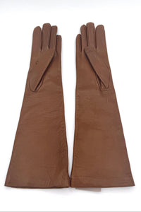 Cinzia Rocca Long Nappa Leather Gloves Tobacco