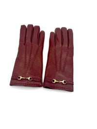 Cinzia Rocca Nappa Leather Gloves with Band and Hook Bordeaux