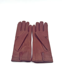 Cinzia Rocca Nappa Leather Gloves with Band and Hook Bordeaux