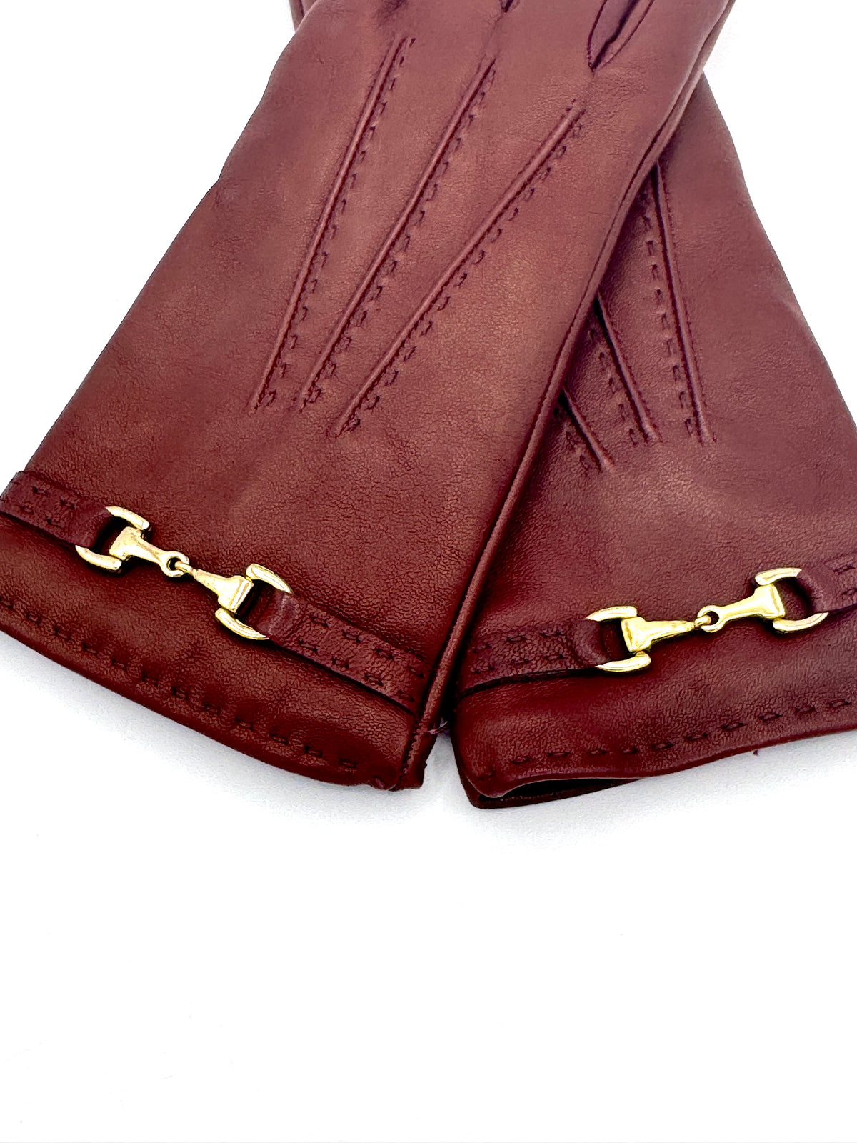 Cinzia Rocca Nappa Leather Gloves with Band and Hook Brown