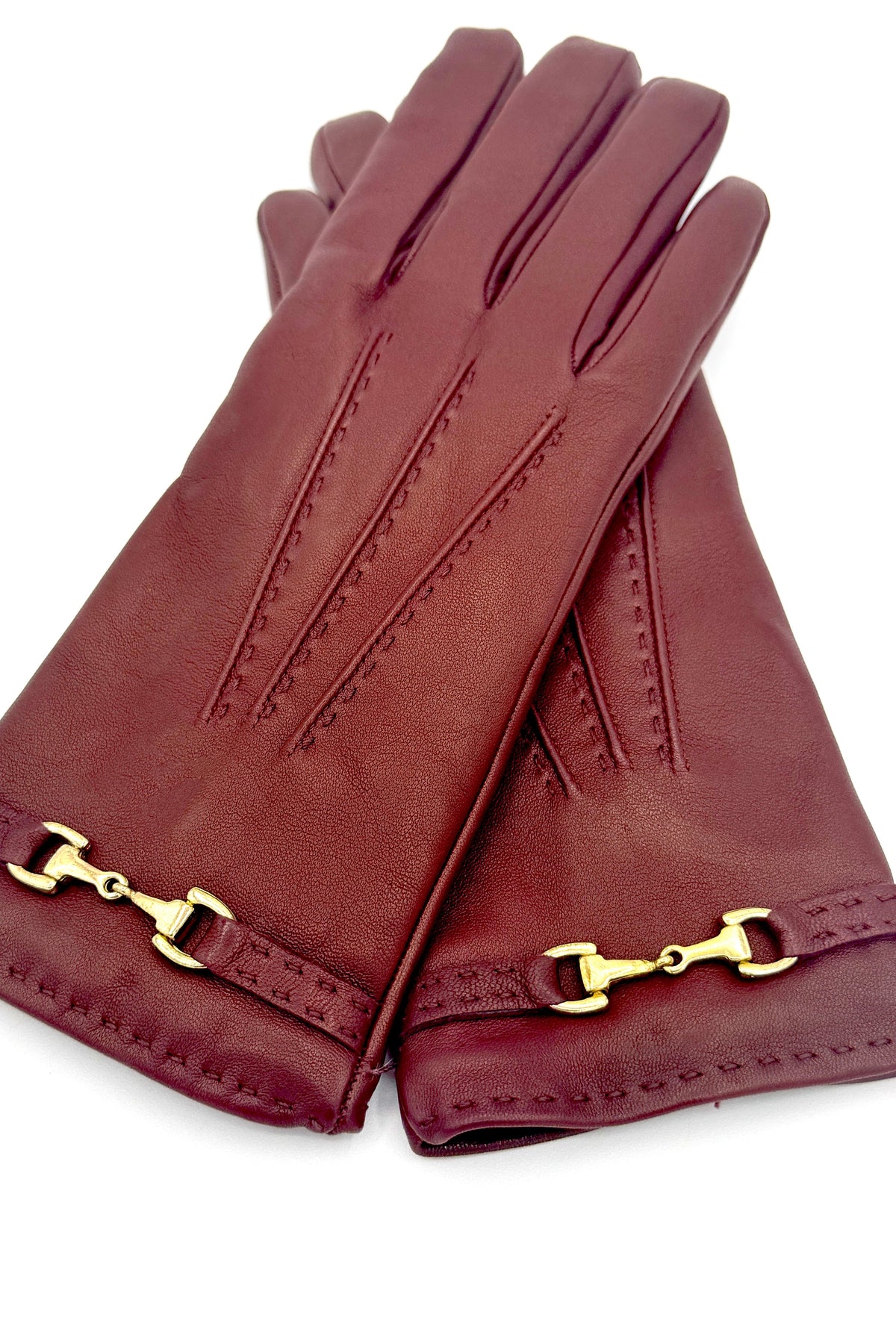 Cinzia Rocca Nappa Leather Gloves with Band and Hook Brown