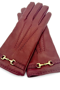 Cinzia Rocca Nappa Leather Gloves with Band and Hook Bordeaux