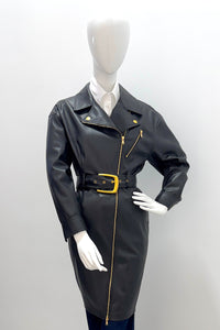 L'Agence 61795ZST-BLAC Robe-veste en cuir Tempest noire