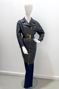 L'Agence 61795ZST-BLAC Robe-veste en cuir Tempest noire