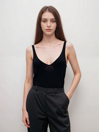 Débardeur Majestic Soft Touch à double col en V