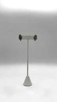 Boucle d'oreille simple feuille argent-cristal Tres Chic