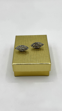 Boucle d'oreille simple feuille argent-cristal Tres Chic