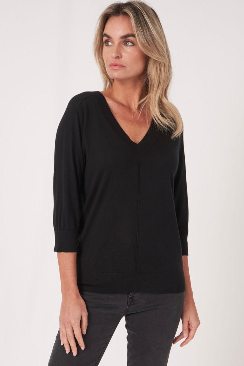 Repeat V Neck Silk Cashmere Mix Knitted Pullover