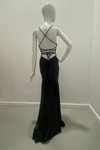 Open Tie Back Crystal Embellished Gown