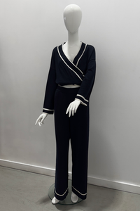 Pantalon évasé en cachemire Calvin Notshy avec bordure contrastante