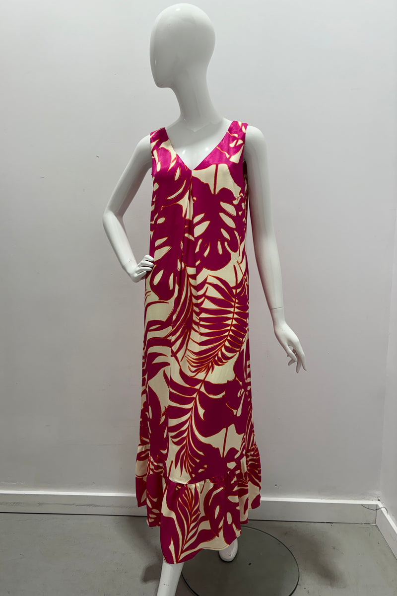 Oui Palm Print Sleeveless Dress