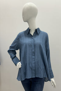 Hana San Hi-Low Hem Blouse with Hidden Buttons