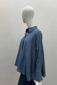 Hana San Hi-Low Hem Blouse with Hidden Buttons