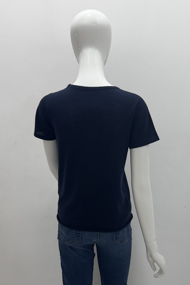 T-shirt à col rond à manches courtes en cachemire Majestic Filatures