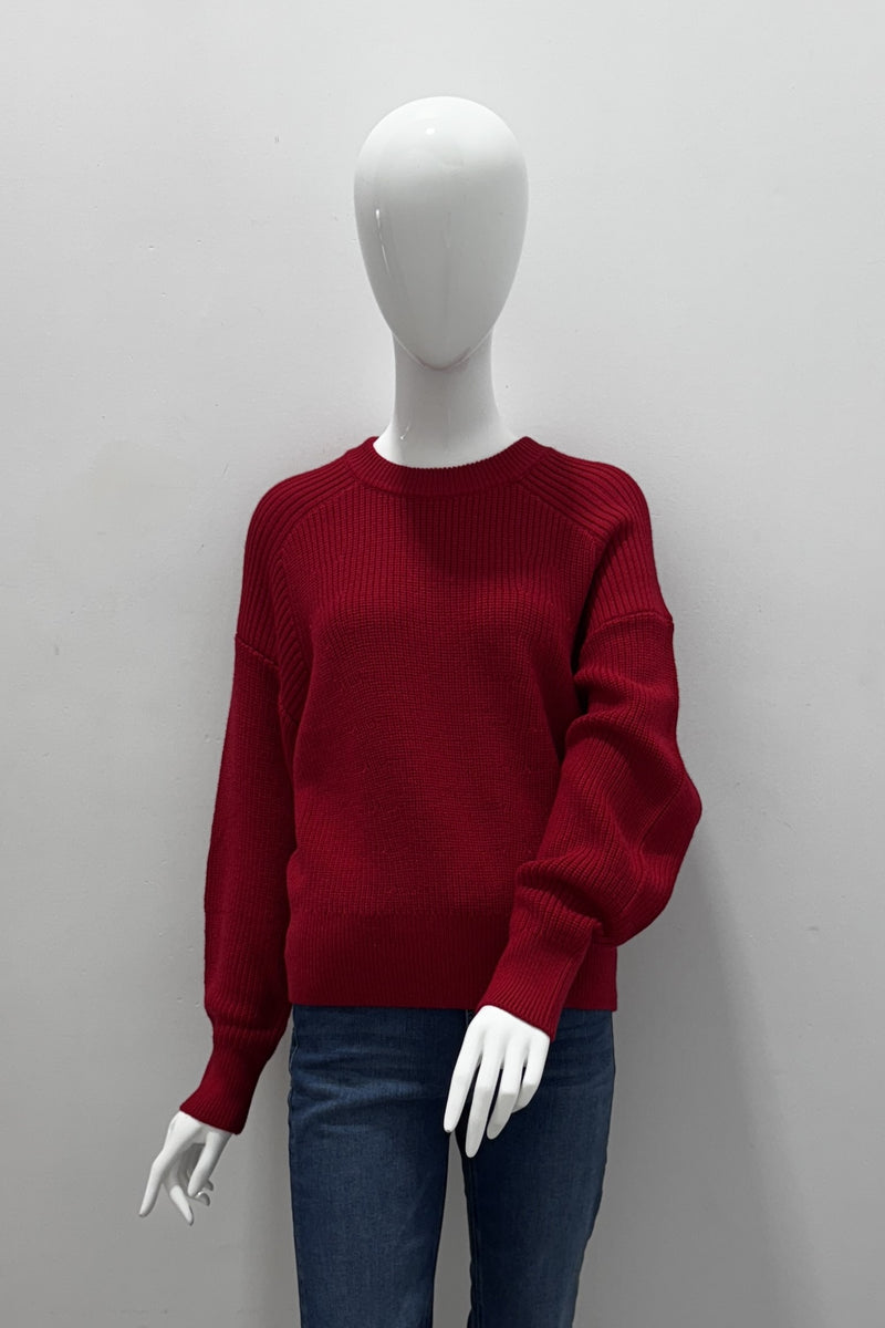 Pull à col rond côtelé en mérinos Majestic Filatures