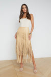 L'Agence Karolina Fringe Vegan Leather Skirt