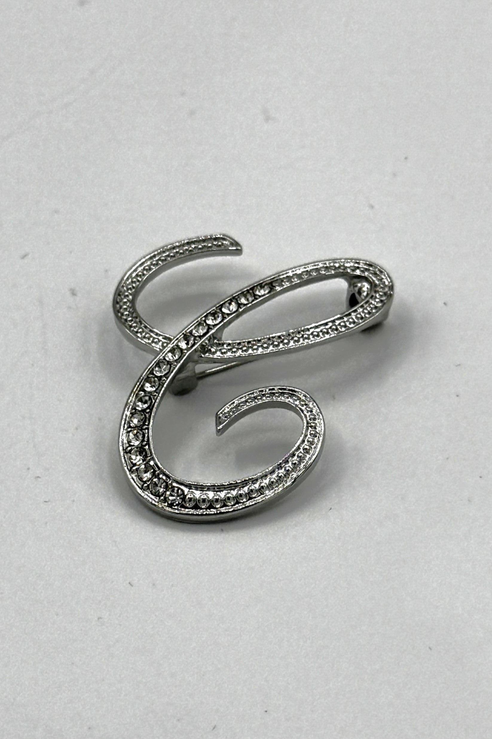 Tres Chic Silver Letter "C" Brooch