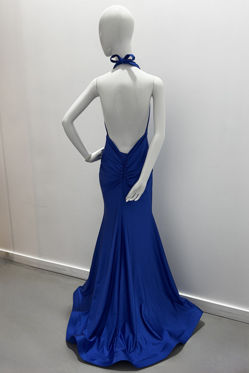 Jessica Angel - Robe dos nu avec lien au cou et fente haute sur le côté