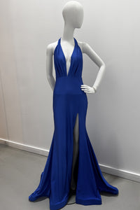 Jessica Angel - Robe dos nu avec lien au cou et fente haute sur le côté