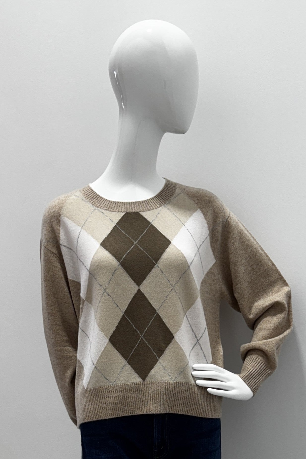 Repeat Argyle Cashmere Sweater
