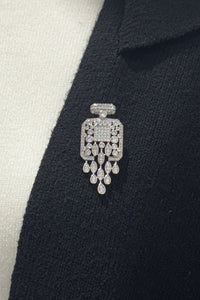 Tres Chic Pavé-Set Silver Brooch