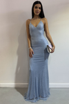 High Slit Backless V-Neck Sleek Gown