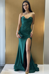 Strapless High-Slit Gown