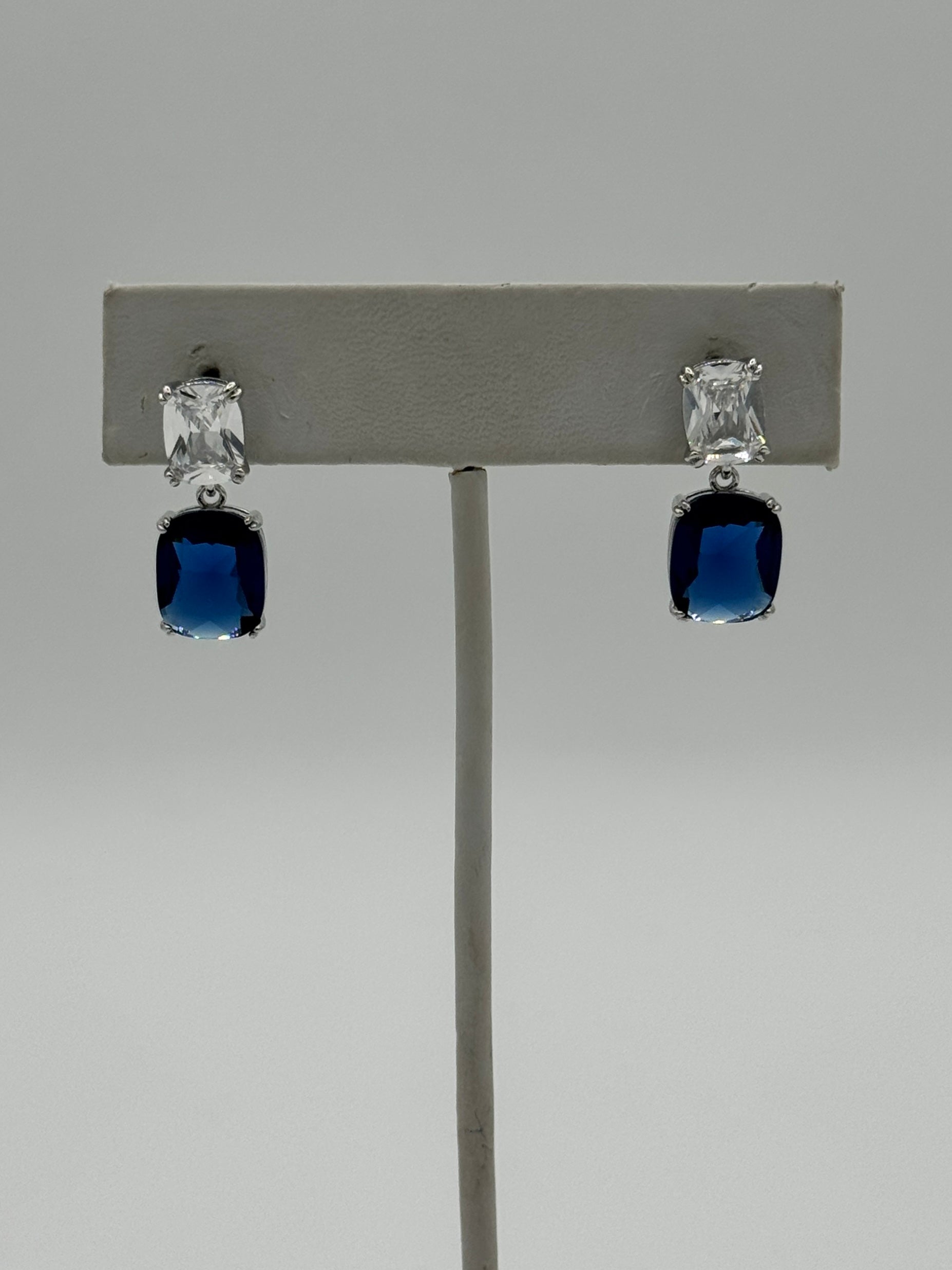 Tres Chic Blue n White Stone Earrings
