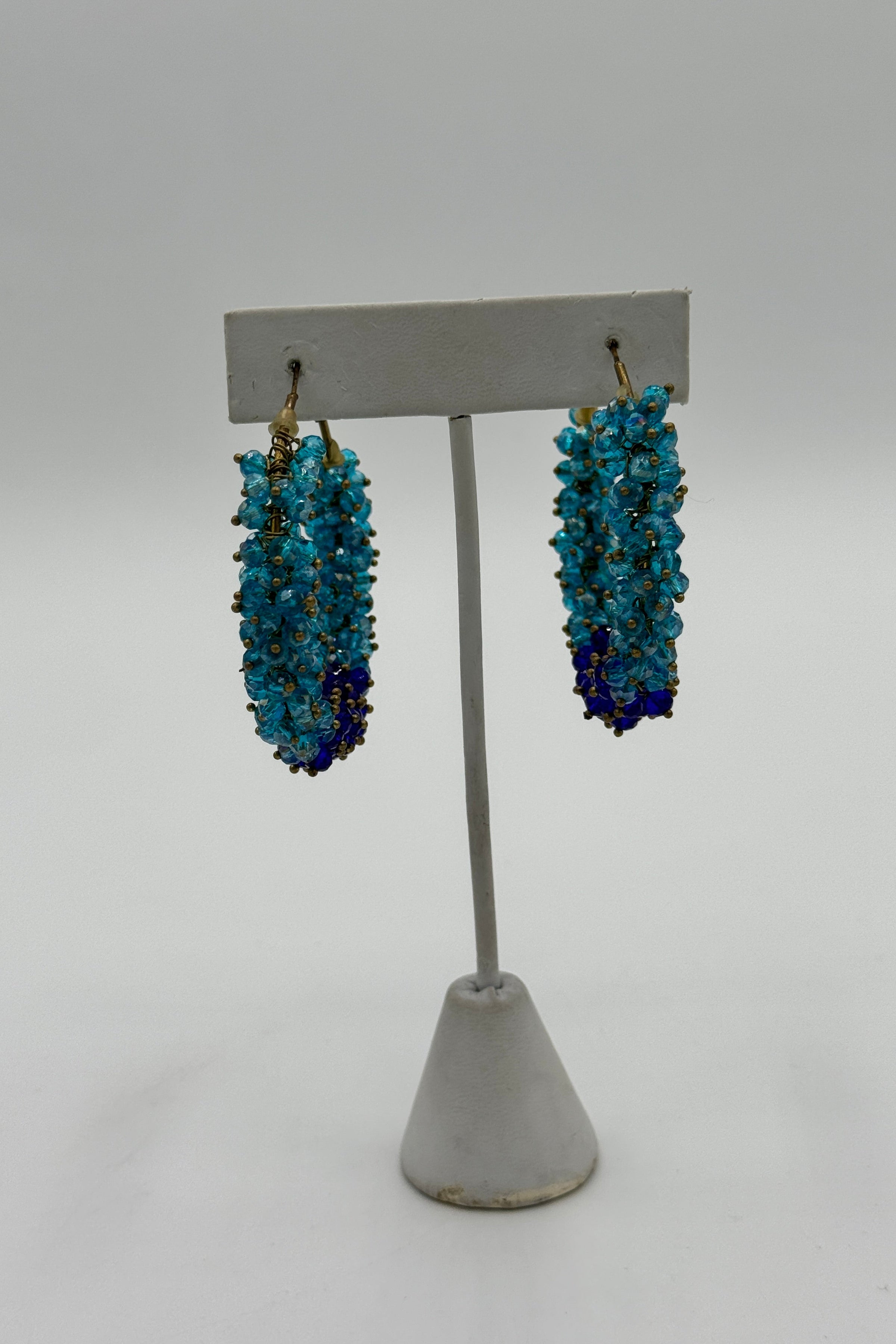 Tres Chic Blue Beeds Loop Earrings