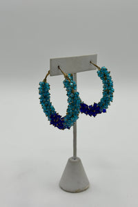 Tres Chic Blue Beeds Loop Earrings