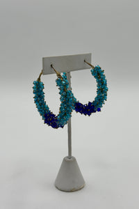 Tres Chic Blue Beeds Loop Earrings