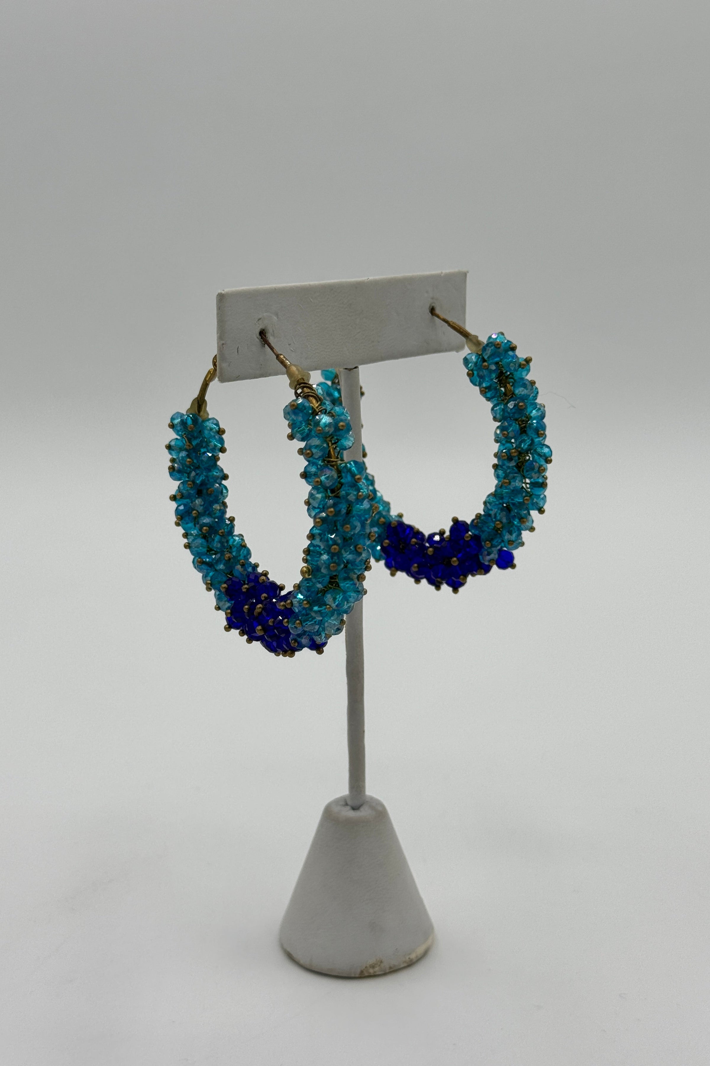 Tres Chic Blue Beeds Loop Earrings
