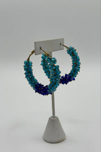 Tres Chic Blue Beeds Loop Earrings