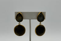 Tres Chic Brown Topaz Gol Plated Earrings