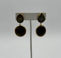 Tres Chic Brown Topaz Gol Plated Earrings