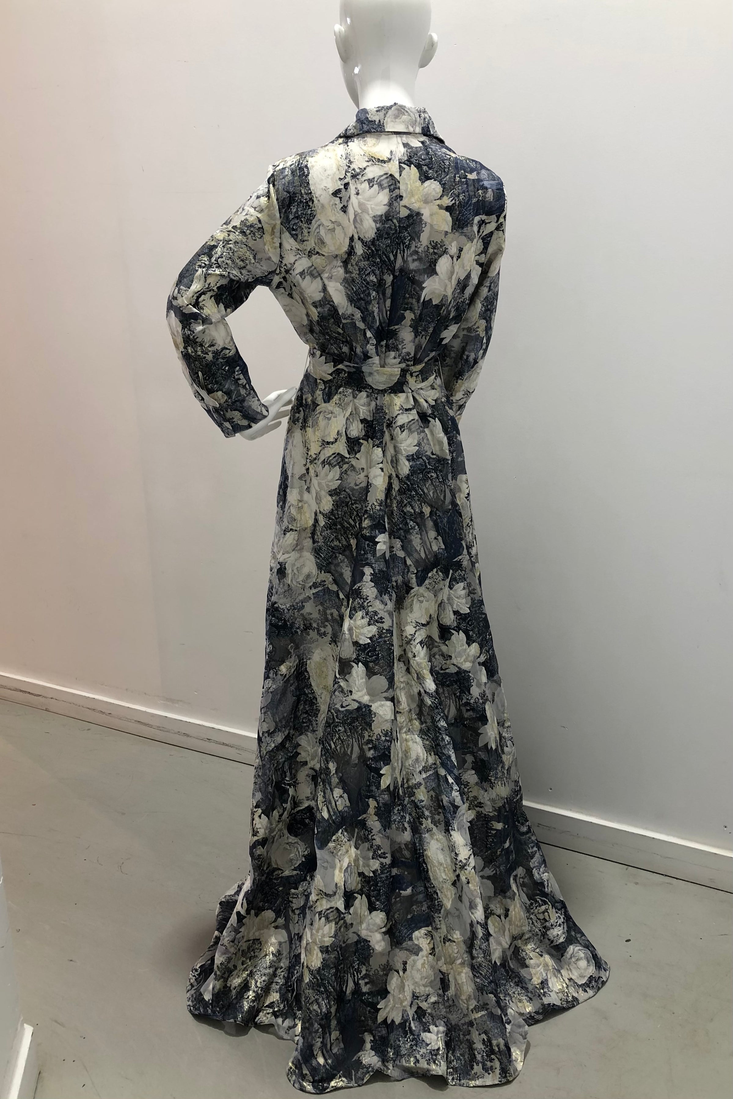 Jovani Long Sleeve A-Line Shirt Dress Gown with Collar and Belt Trs Chic Jovani Long Sleeve A-Line Shirt Dress Gown with Collar and Belt Trs Chic