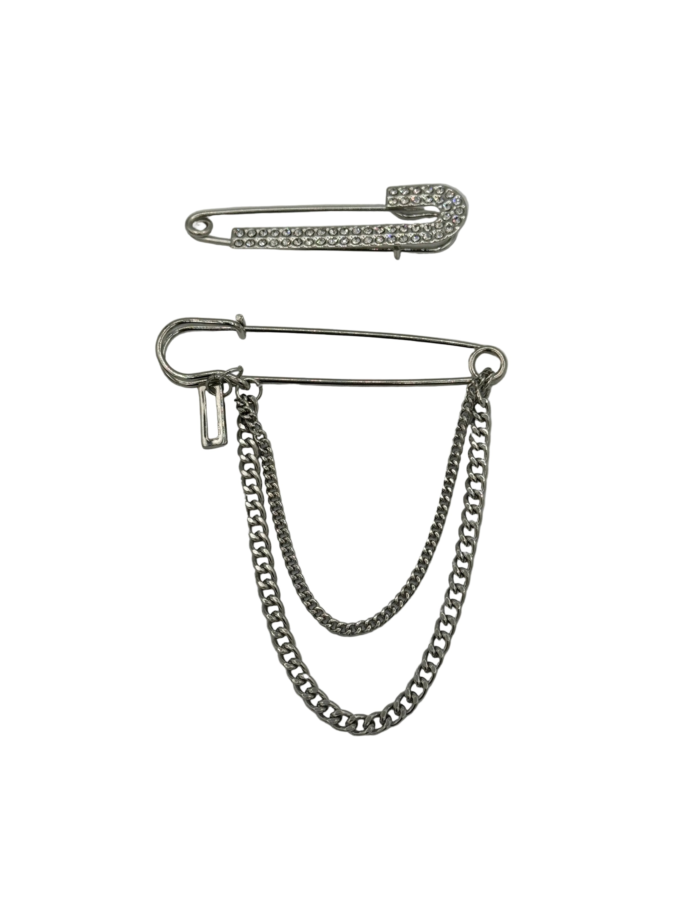 Tres Chic Silver Saftey Pin  Set of 2 Brooch