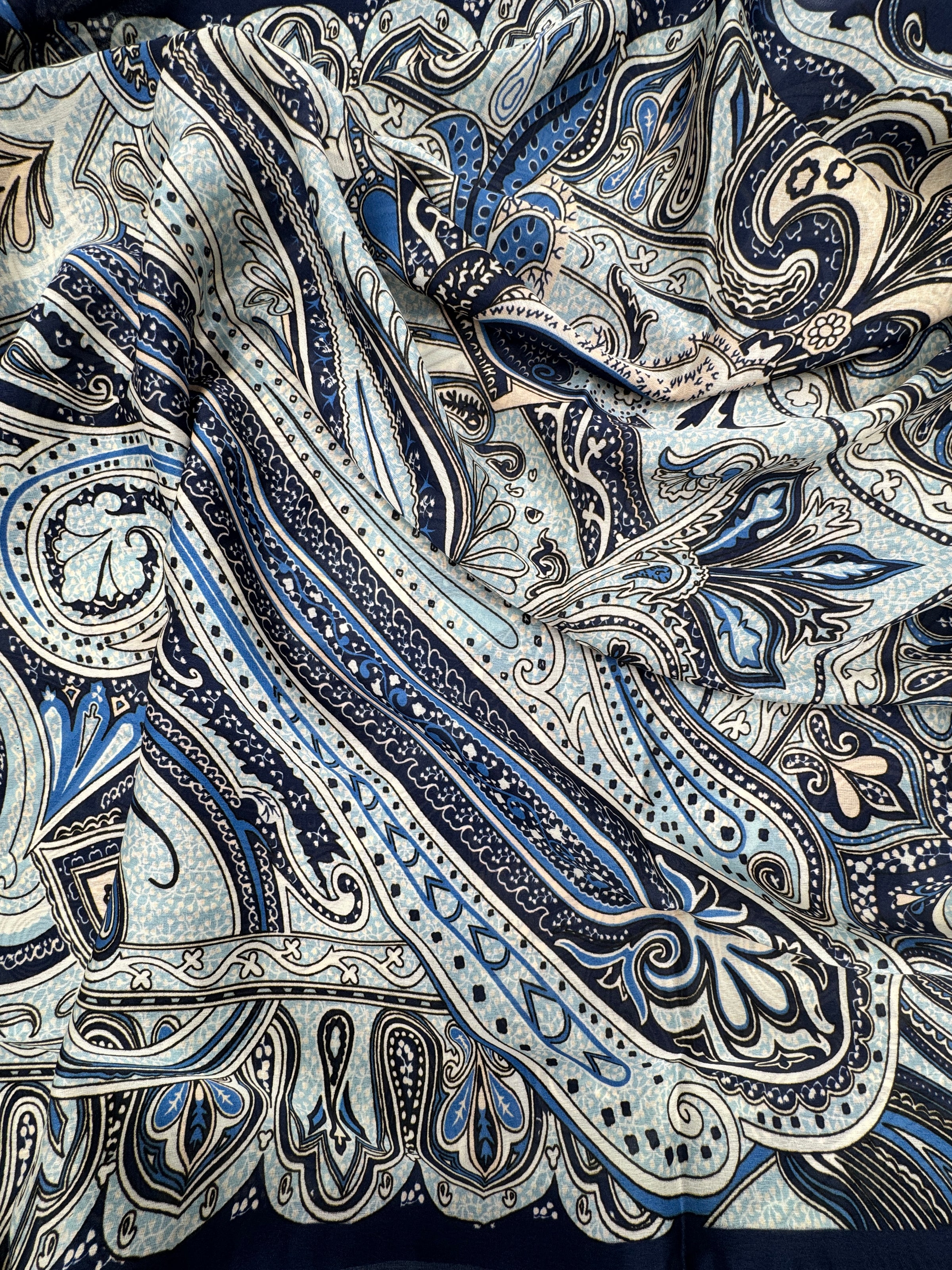 Midnight Paisley Silk Scarf