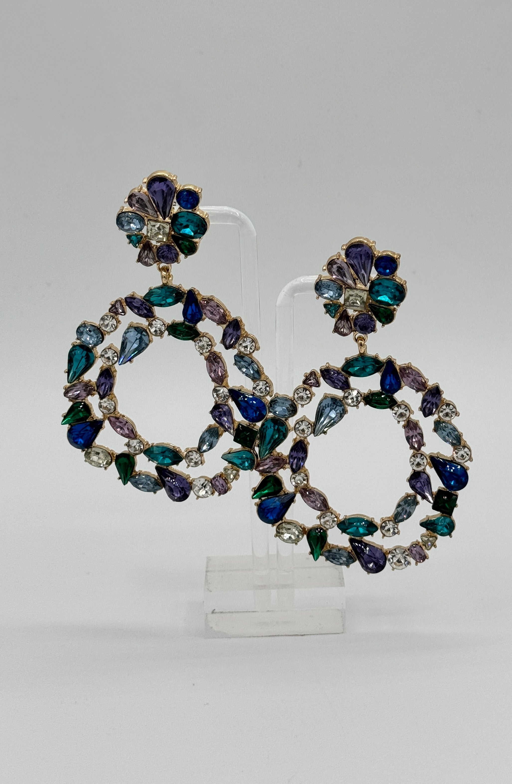 Tres Chic Jewel Crystals multi blue/green Earrings