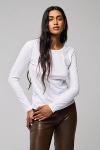 Majestic Filatures Deluxe Coton à Manches Longues Col Rond